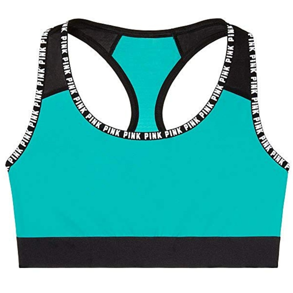 VS PINK Teal Logo Racerback Bra Top M NIP
